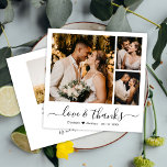 Minimal photo Collage Amour et Merci Mariage<br><div class="desc">Élégant minimaliste "Amour et merci" Script 3 Photo Collage personnalisé Carte de remerciements Mariage. Élégant modèle mariage avec trois (3) photos sur le devant (grille photo collage) et une photo sur le côté arrière. Avec le texte "Amour et merci" dans une tourbillonnant police de typographie en noir sur arrière -...</div>