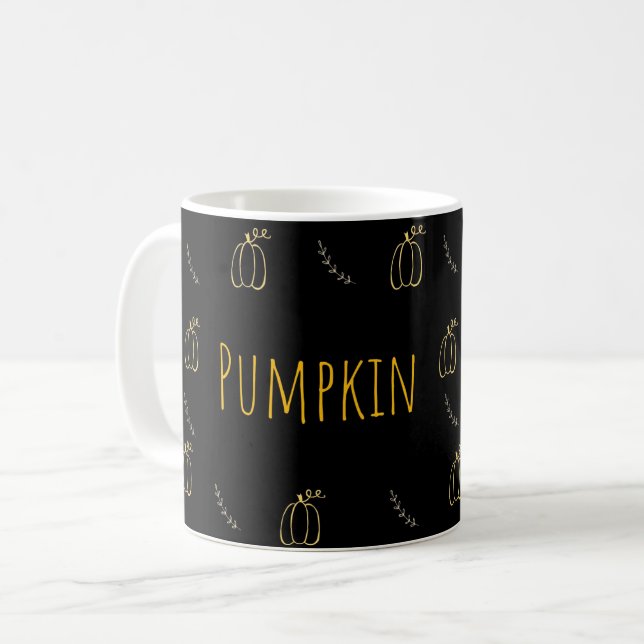 Minimal Pumpkin Line Art Mug (Devant gauche)