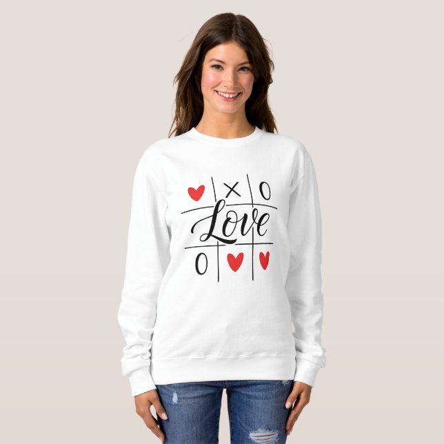 Minimal Red Hearts Cozy Sweatshirt (Devant entier)