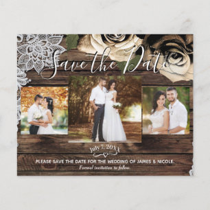 Minimal Rustic Wood Gold Roses Photo Enregistrer l