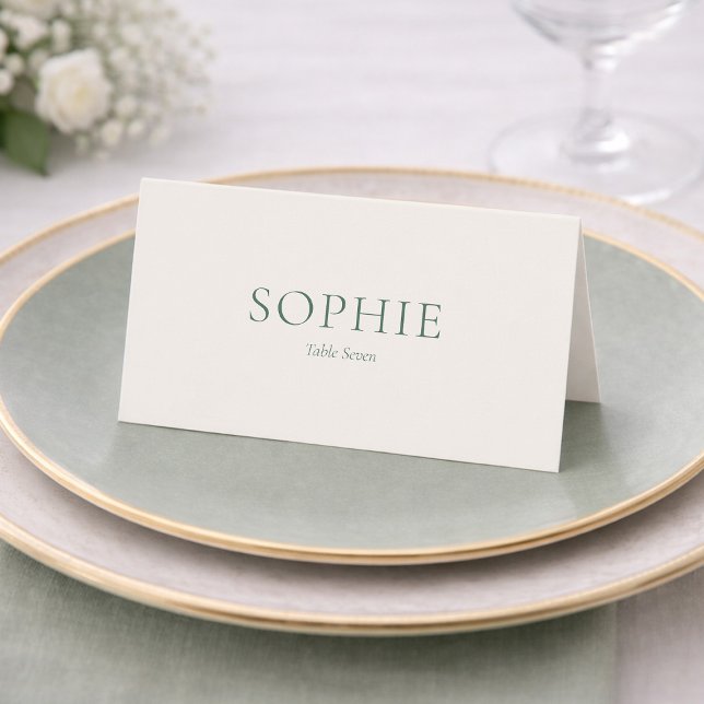Minimal Sage Green Wedding Place Card (Créateur téléchargé)