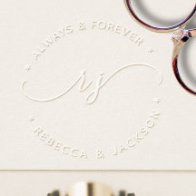 Minimal script initials Couple Names Wedding