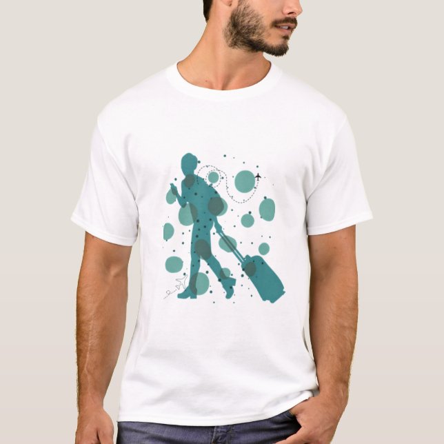 Minimal Traveler with Suitcase Graphic T-Shirt (Devant)