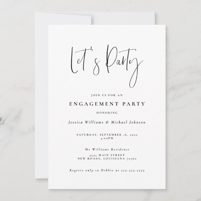 Minimal Typography Engagement Party Invitation (Devant)