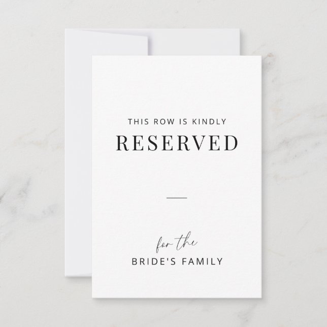 Minimal Wedding Family Reserved Row Tag (Devant)