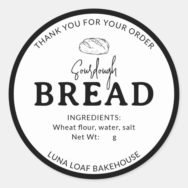 Minimal White Logo Bakery Sourdough Bread Sticker (Devant)