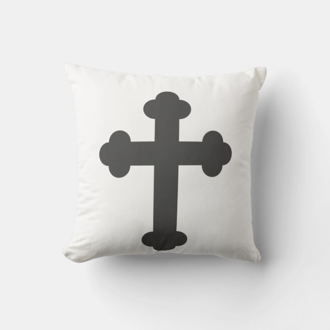 Minimalisme élégant Coussin croix gris noir blanc (Recto)