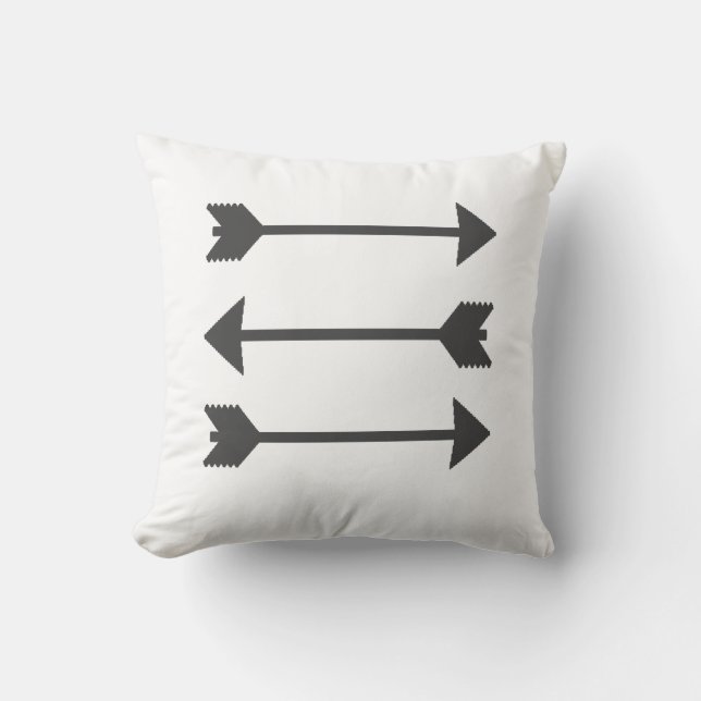 Minimalisme Élégant Coussin Flèches Blanc Noir Gri (Recto)