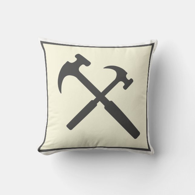Minimalisme Élégant Coussin Marteau Gris Blanc Noi (Recto)
