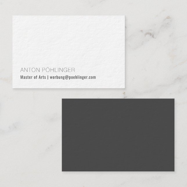 Minimalisme en gris foncé carte de visite (Devant / Derrière)