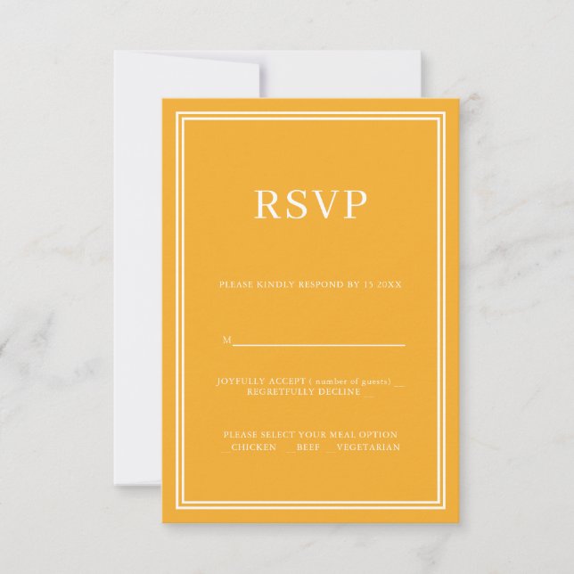 Minimalisme jaune moderne RSVP (Devant)