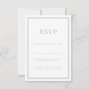 Minimalisme moderne Carte de réponse RSVP Gris