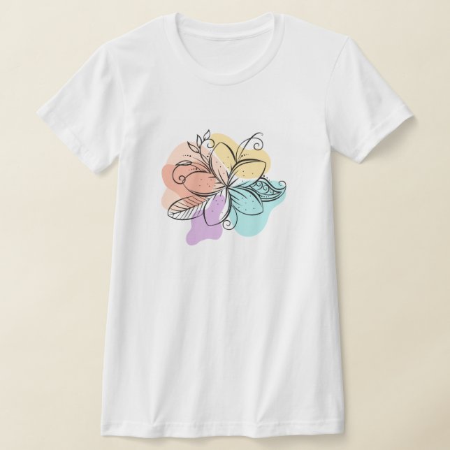Minimalist Abstract Floral Line Art T-Shirt (Poser)