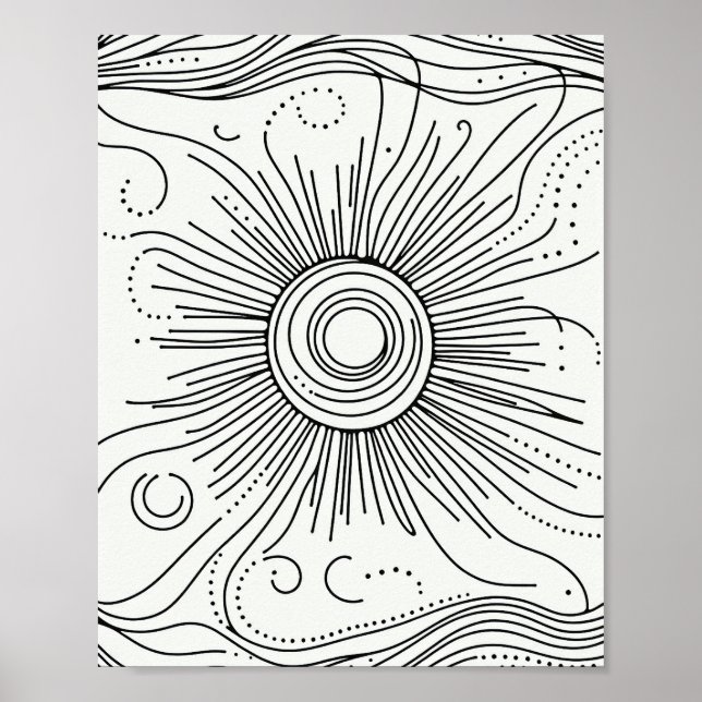 Minimalist Abstract Sun Art Poster (Devant)