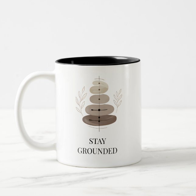 Minimalist Acupuncture Mug Stay Grounded coffee  (Gauche)
