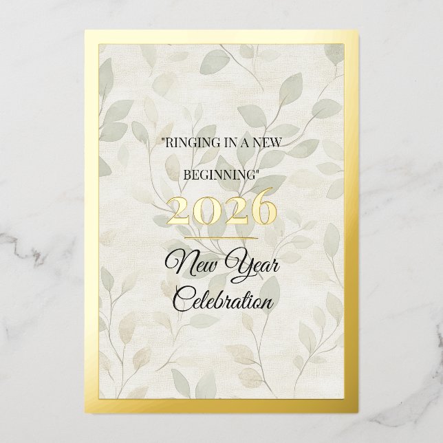Minimalist Art New Year Invitation Card in Foil (Recto)
