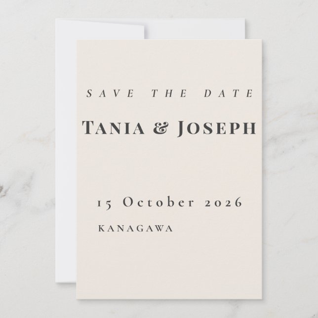 Minimalist Beige Save The Date Card (Devant)
