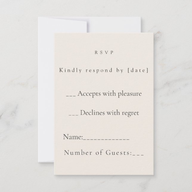 Minimalist Beige Weddding RSVP Card (Devant)
