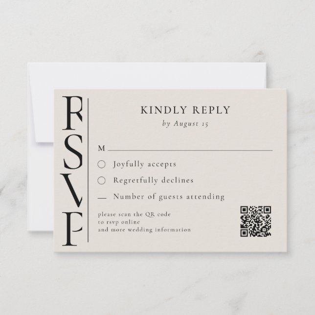 Minimalist Black and Ivory Modern Wedding RSVP (Devant)