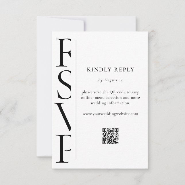 Minimalist Black and White Modern Wedding RSVP (Devant)