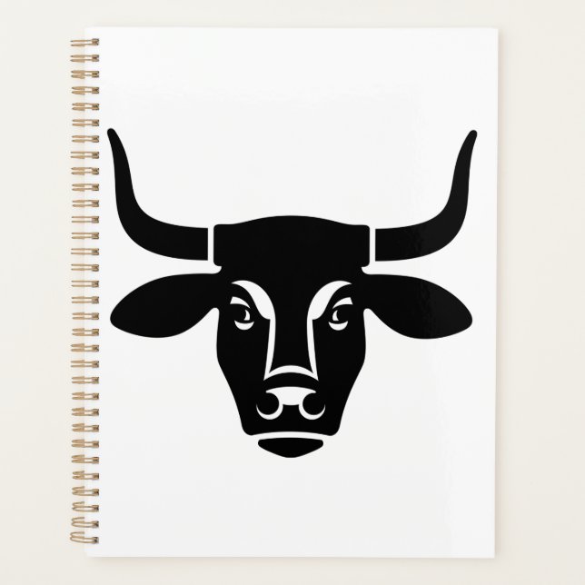Minimalist Black Bull Head Ox Silhouette (Devant)