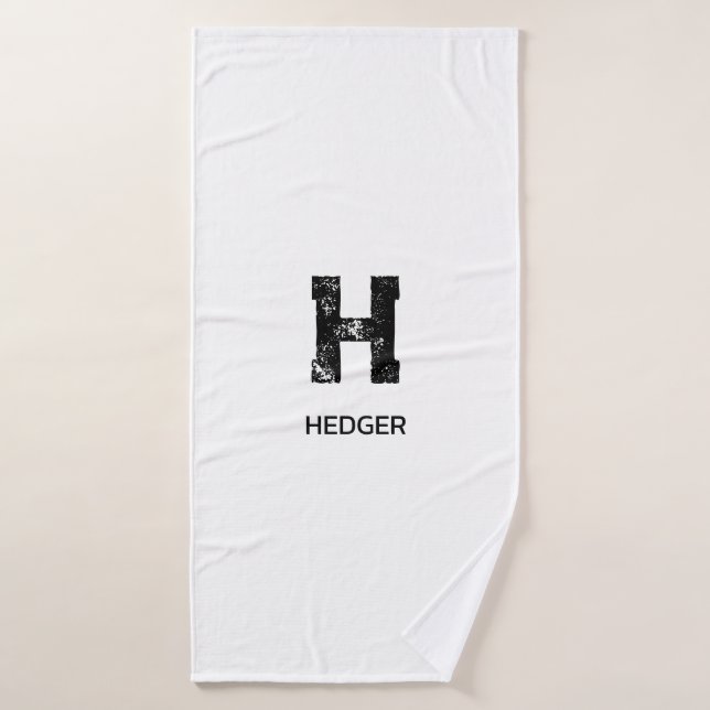 MINIMALIST BLACK ONE LETTER MONOGRAM NAME WHITE (Serviette de bain)