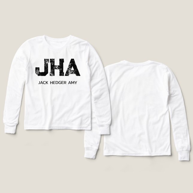 MINIMALIST BLACK THREE LETTER MONOGRAM NAME WHITE (Motif Recto et Verso)