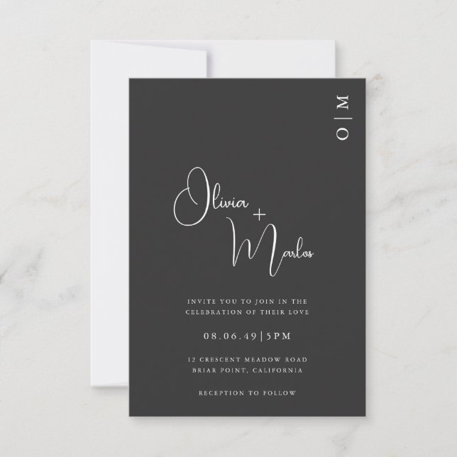  Minimalist Black Wedding QR code Invitation card (Devant)