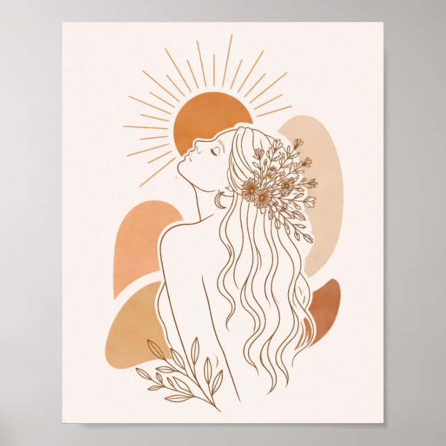 Minimalist Boho Woman Art Poster (Devant)
