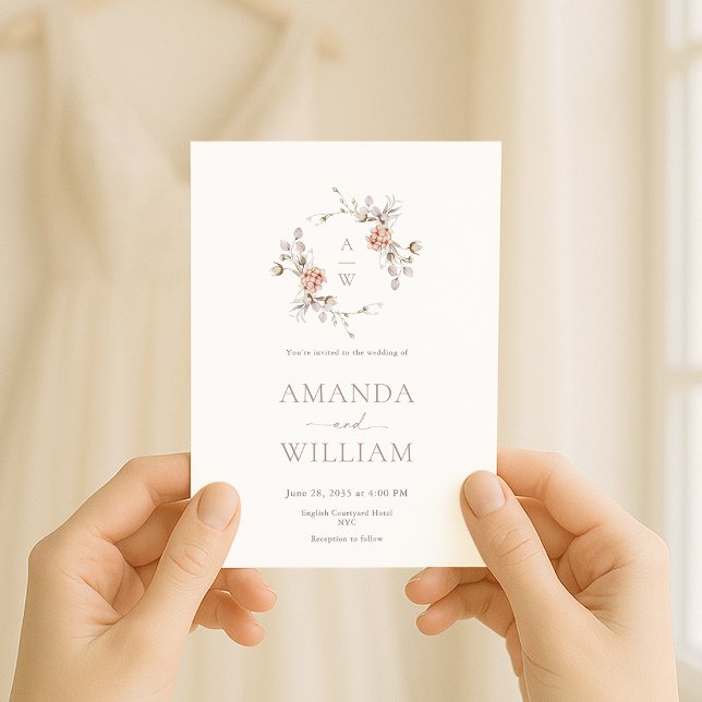 Minimalist Botanical Monogram Invitation (Créateur téléchargé)