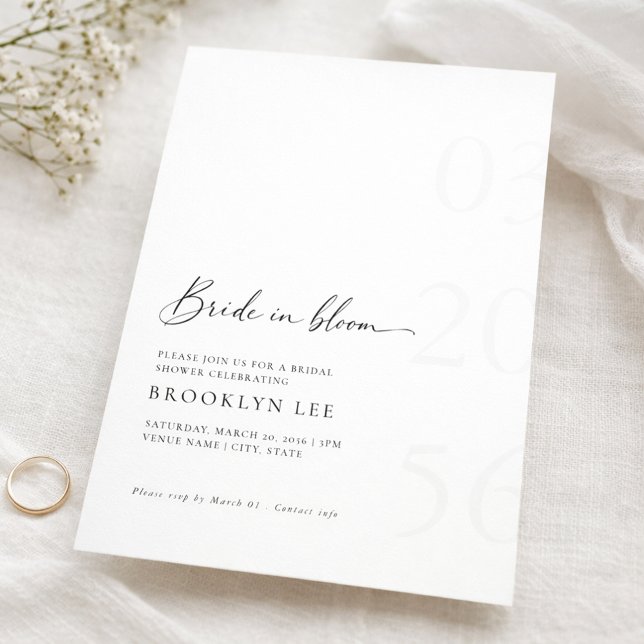 Minimalist Bride In Bloom bridal Shower Invitation (Créateur téléchargé)