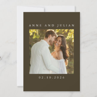 Minimalist Brown Wedding Invitation with a photo