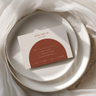 Minimalist Burnt Orange Arch Menu Choice RSVP Card