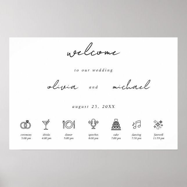 Minimalist Calligraphy Wedding Welcome Poster (Devant)