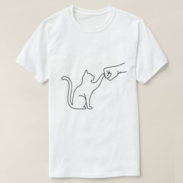 Minimalist Cat Fist Bump Line Art T-Shirt for Men (Design devant)