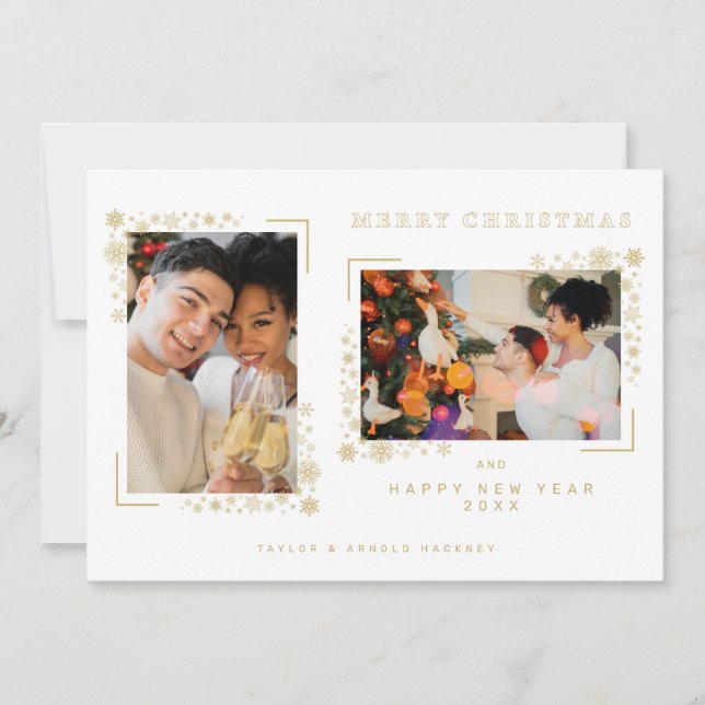 Minimalist Christmas Snowflakes 2 Photos Frame (Devant)