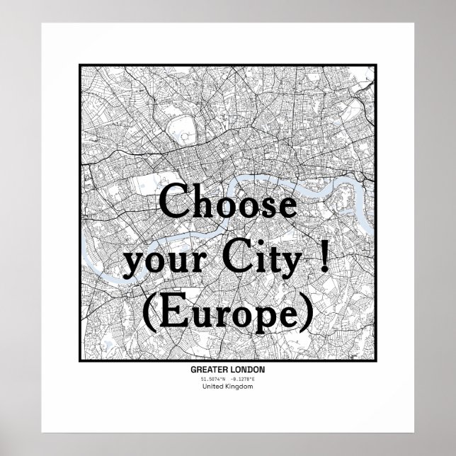 Minimalist City Maps Poster Line Art EUROPE (Devant)