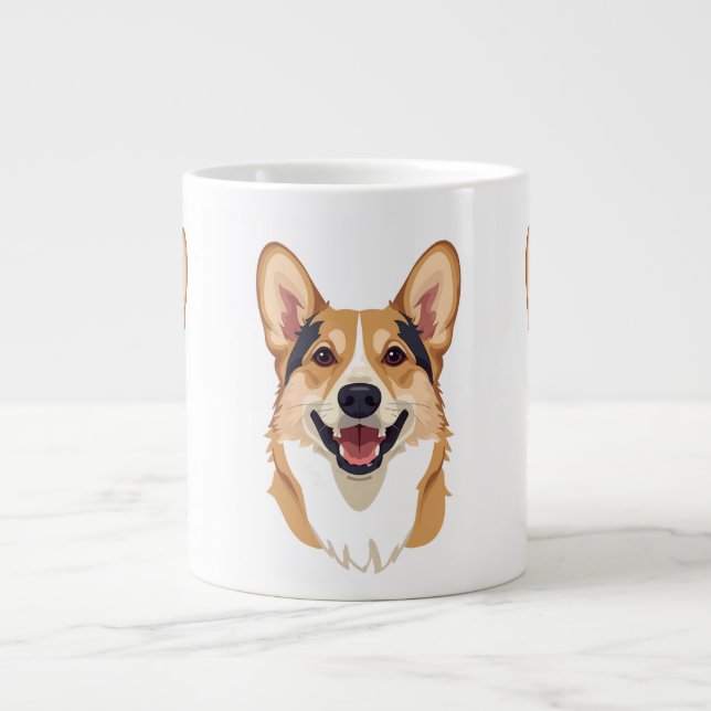 Minimalist Dog Face Outline Corgi Shepherd Mug (Devant)