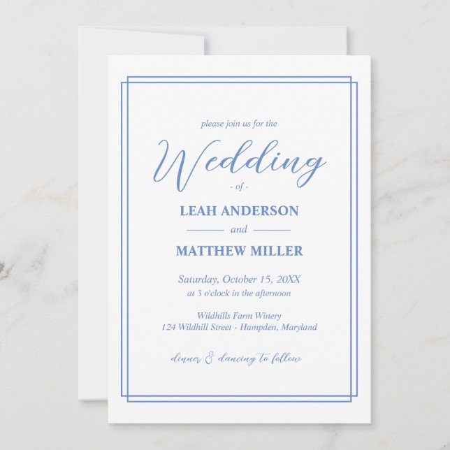 Minimalist Elegant Floral Wedding Invitation (Devant)