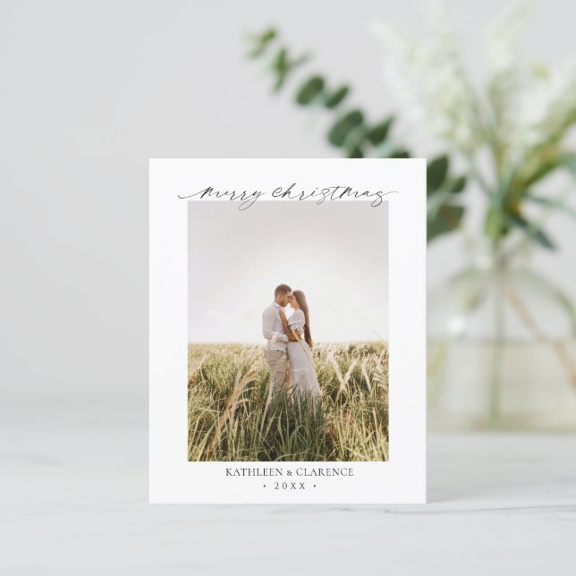 Minimalist Elegant Photo Budget Christmas Card (Debout devant)