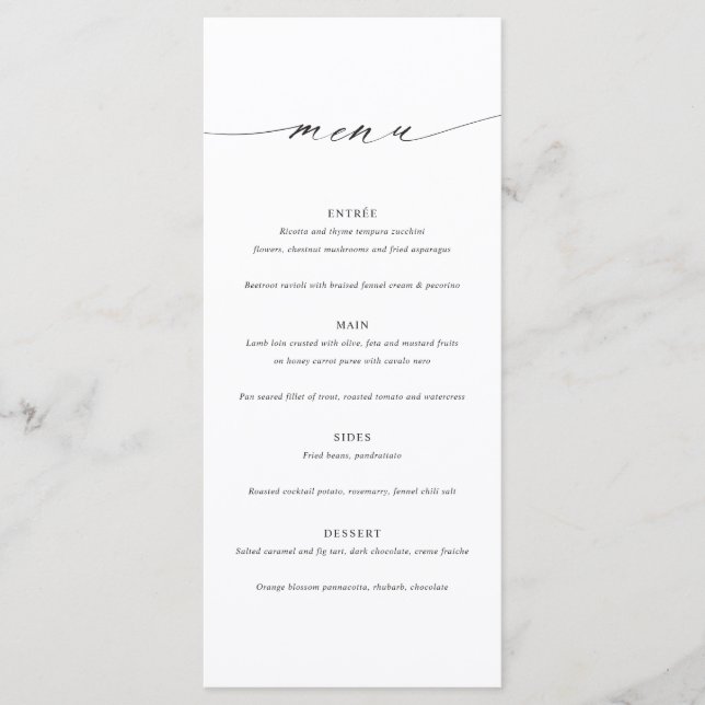 Minimalist Elegant Wedding Menu Card (Devant)
