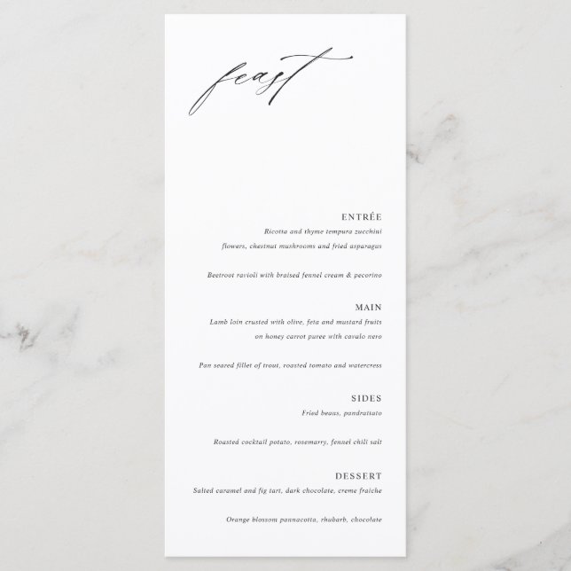 Minimalist Elegant Wedding Menu Card (Devant)