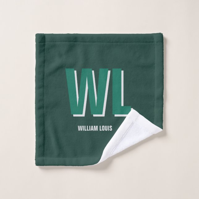 Minimalist Emerald Green Personalized Monogram  (Gant de toilette)