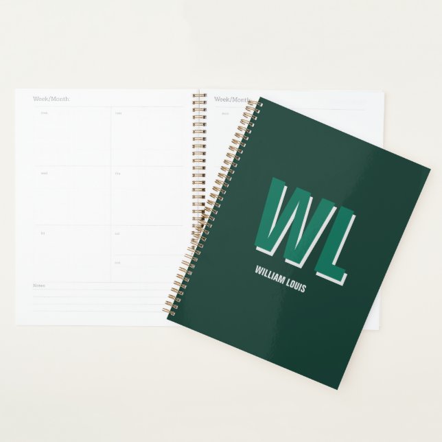 Minimalist Emerald Green Personalized Monogram  (Devant avec enveloppe)