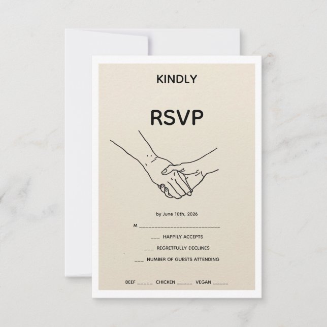 Minimalist Eternal Bond Line Art Wedding RSVP Card (Devant)