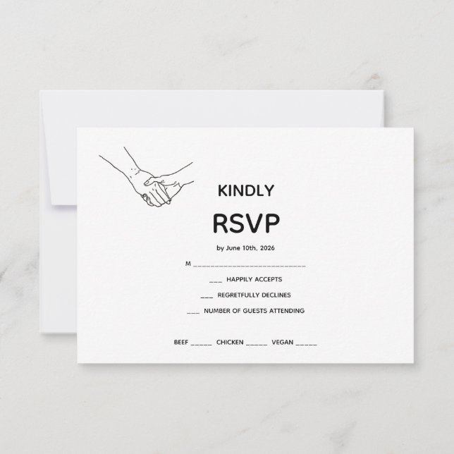 Minimalist Eternal Bond Line Art Wedding RSVP Card (Dos)