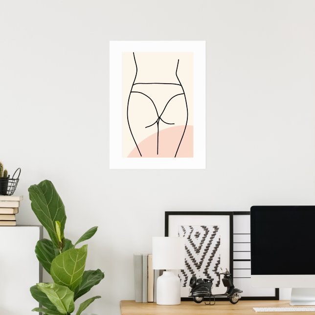 Minimalist Female Body Line Art Poster | Abstract  (Bureau à domicile)