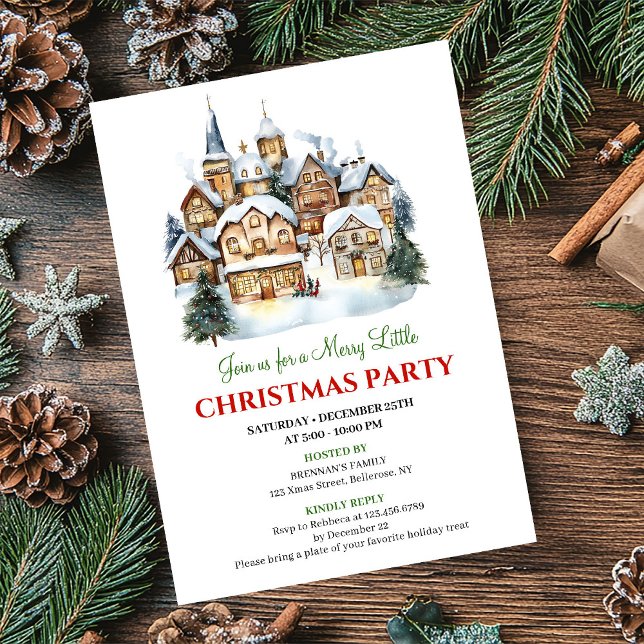Minimalist festive city Christmas party invitation (Minimalist festive city Christmas party invite

)