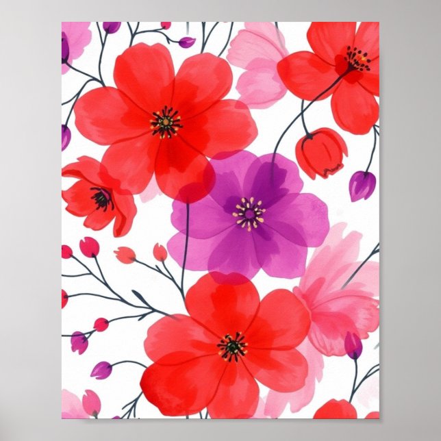 Minimalist Floral Line Art Wall Poster (Devant)