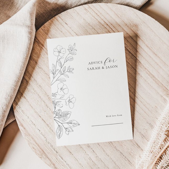 Minimalist Floral Wedding Advice Card (Créateur téléchargé)